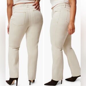 NWT Good American Good '90s Icon Straight Leg Jeans Bone High Rise Size 10/30